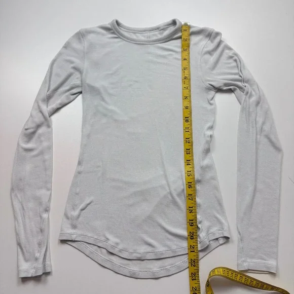 Lululemon Ebb to Street Long Sleeve Ribbed Shirt Light white Yoga Top Size 4/6 - Picture 4 of 5